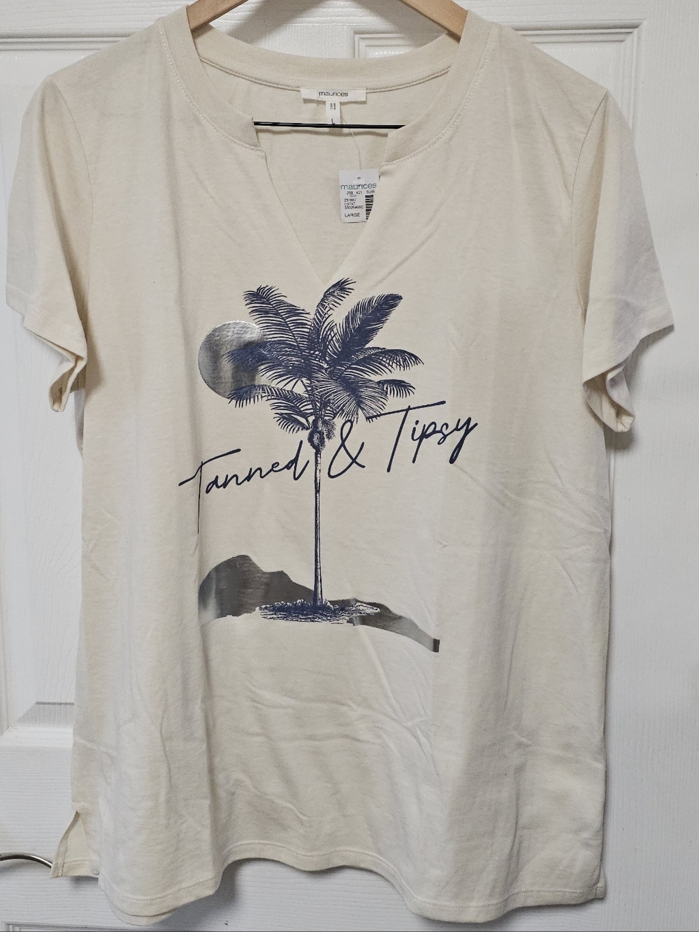 Maurices Cream Tee with Navy Palm Graphic